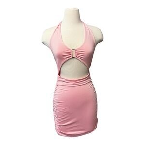 Elegant Pink Halter Dress